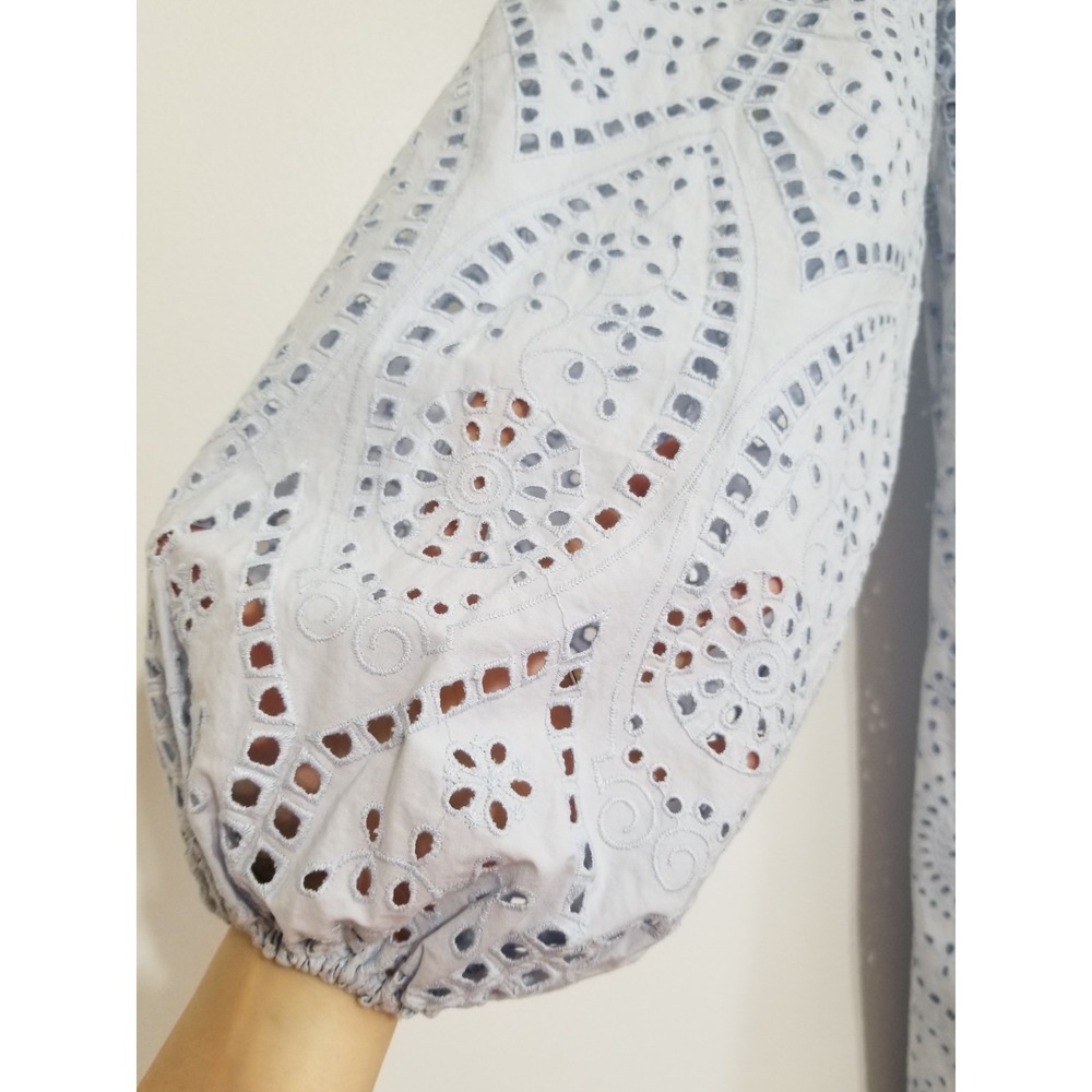 NWT GANNI Broderie Anglaise Eyelet Lace Midi Dress Light Blue EU 32/ US 0 $475 - Picture 13 of 16